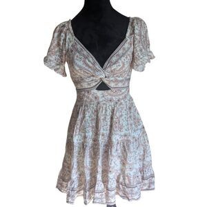 Angie Boho Paisley Cutout Mini Dress Romantic Coachella Festival Style